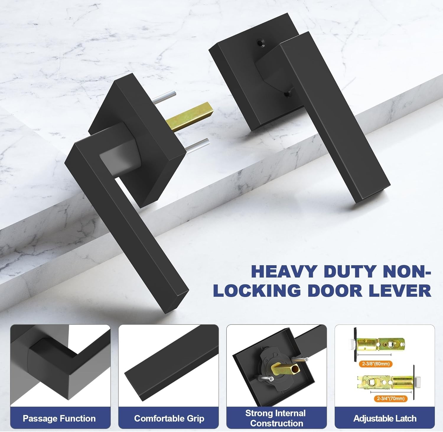 Matte Black Door Handles Interior Door Knobs 5 Pack