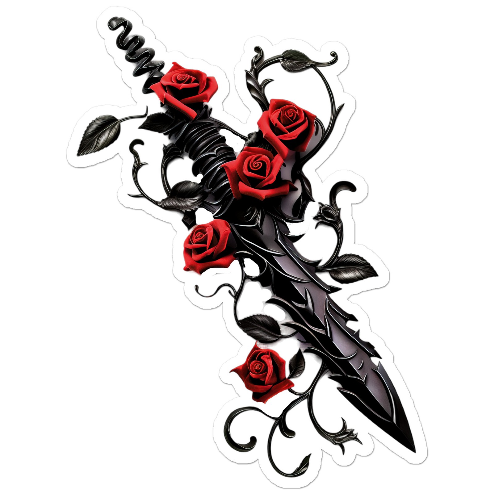 Gothic Dagger Roses – Vinyl Decal Sticker – Car Window Laptop – ebn11494