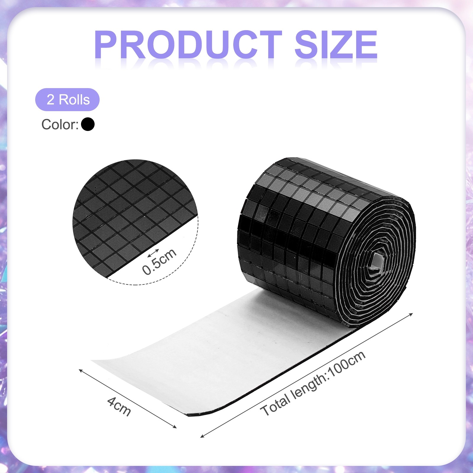 3200 Pieces Adhesive Mosaic Tiles 5 x 5 mm Disco Tiles Black 2 Pcs