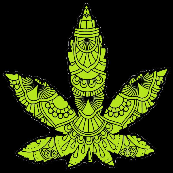 Green Tribal Weed Leaf Cannabis Sticker Weatherproof Vinyl UV Boho Laptop Art