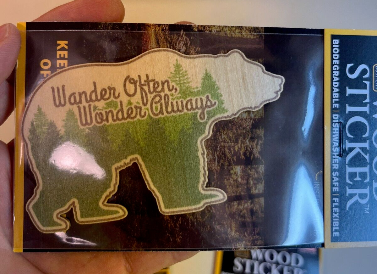 Dust City Wood 3 Stickers Lot Back to School, Nature, Bear, Trees, Explorer
