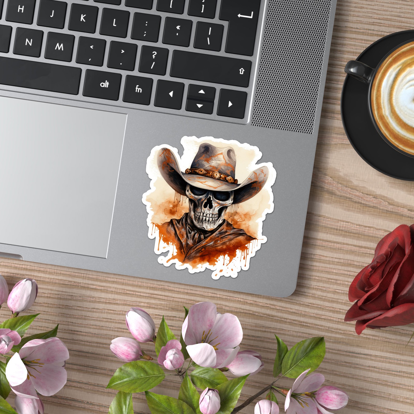 Cowboy Hat Skull – Vinyl Decal Sticker – Car Window Laptop – ebn11708