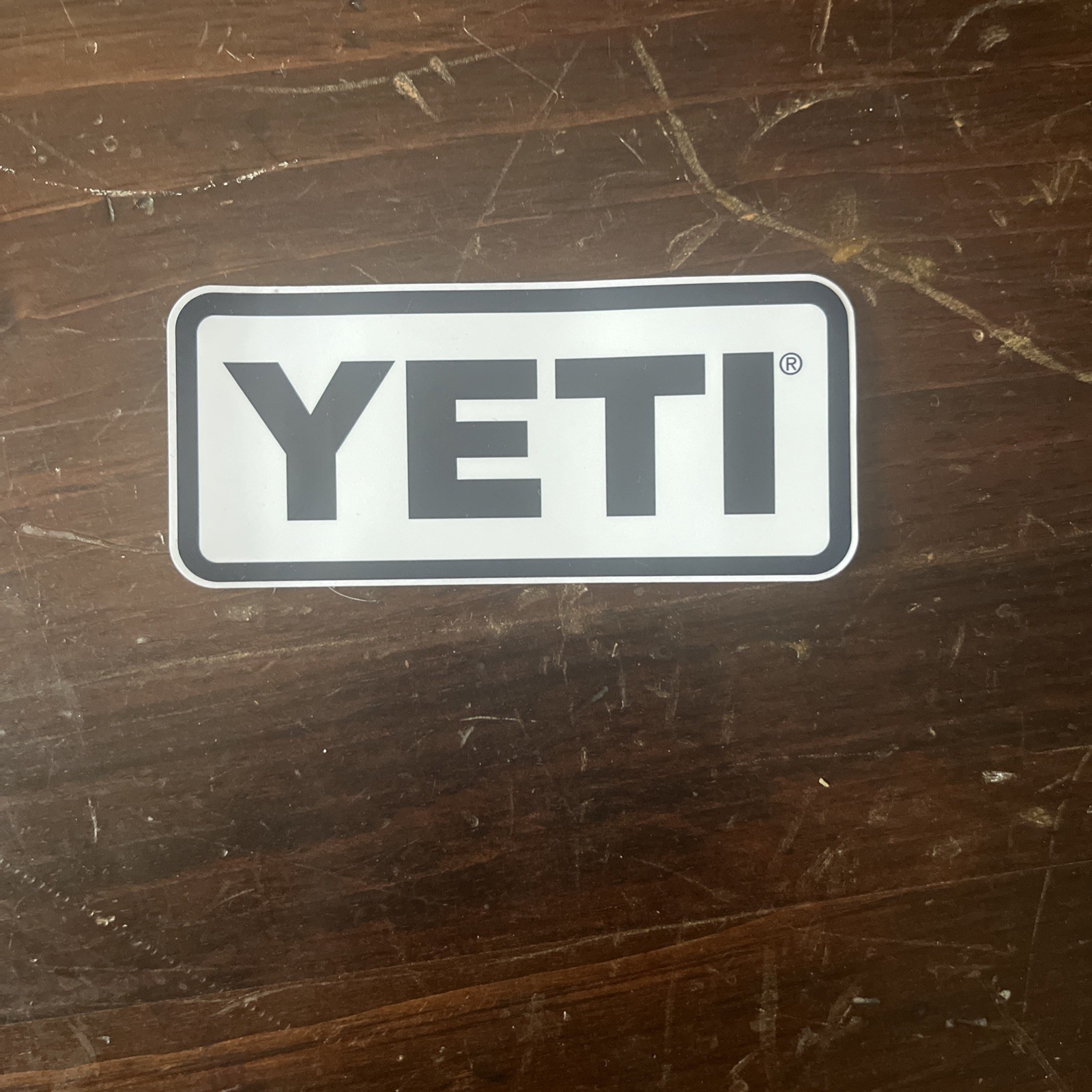 YETI Promotional Sticker White And Navy