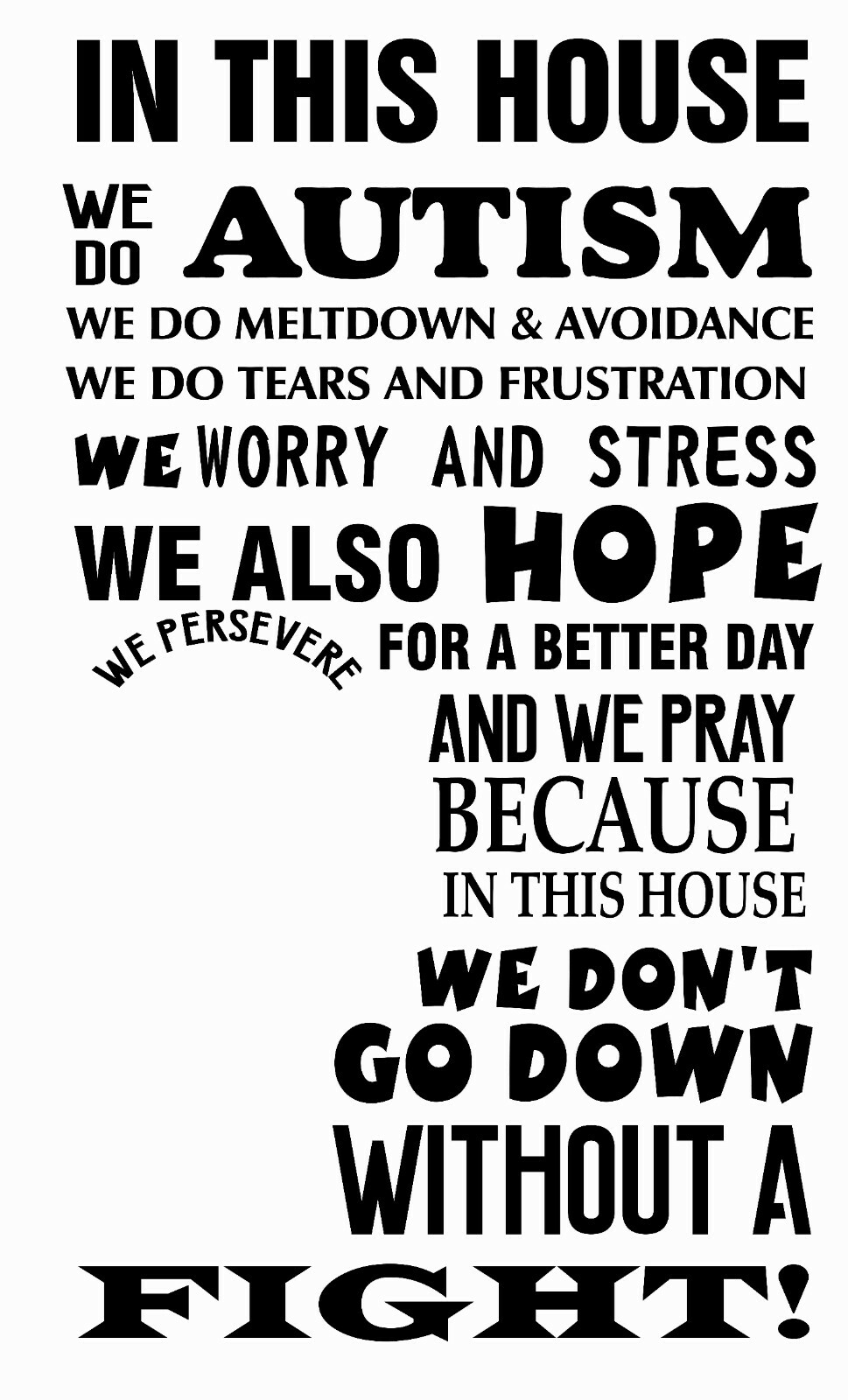 Inspirational Fight Autism Message Home Of Hope Design Vinyl Wall Sticker 20×33