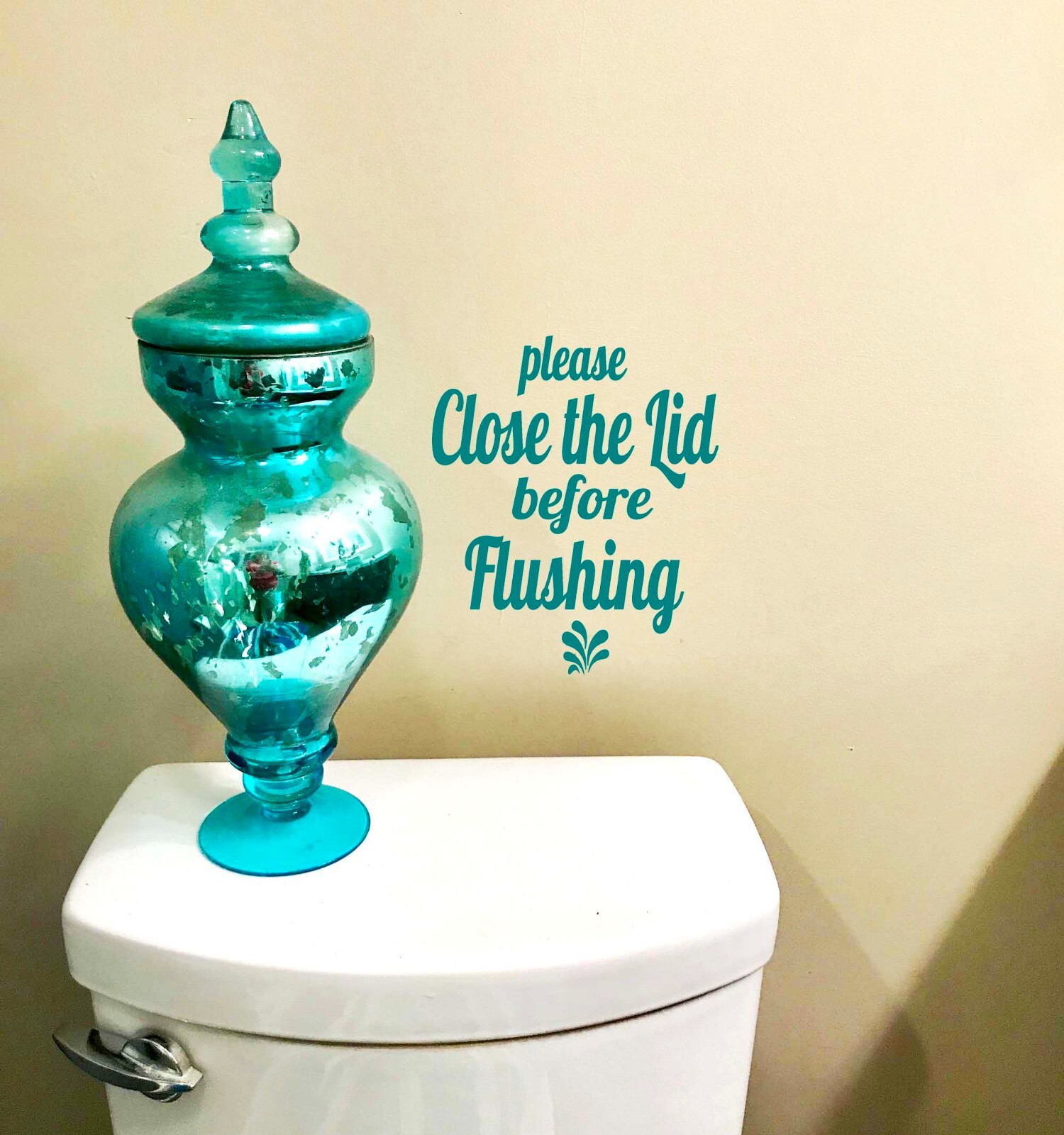 Close the Lid decal before flushing Bathroom toilet seat prevent toothbrush germ
