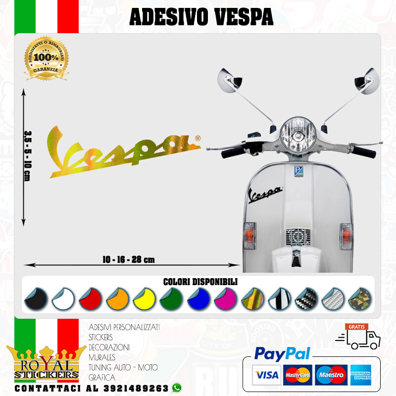 VINTAGE VESPA LOGO STICKER FOR HELMET FAIRING 6 DAYS VESPA 80s various col.