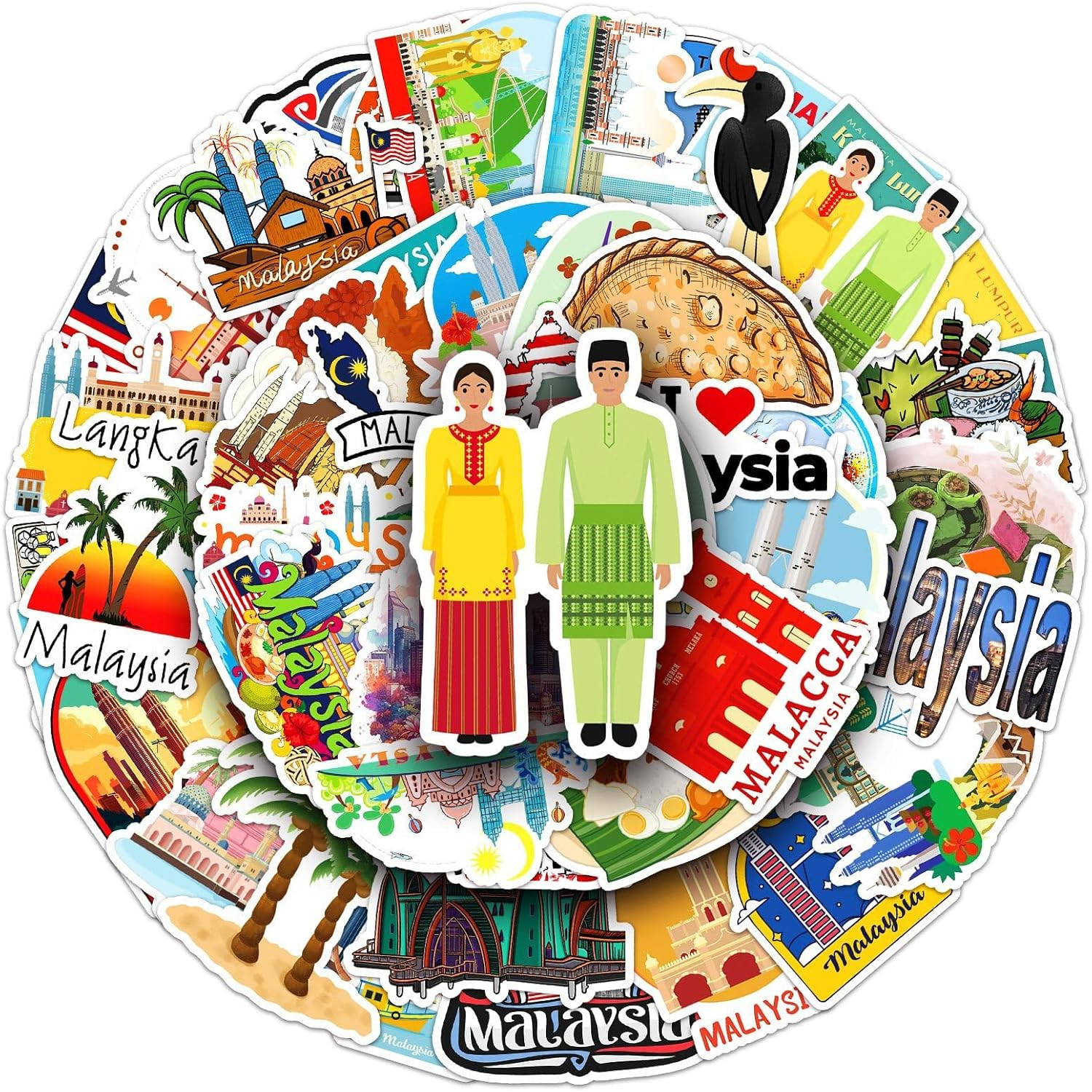 50Pcs Hawaiian Scenery Stickers – Tropical Style Creative Decor