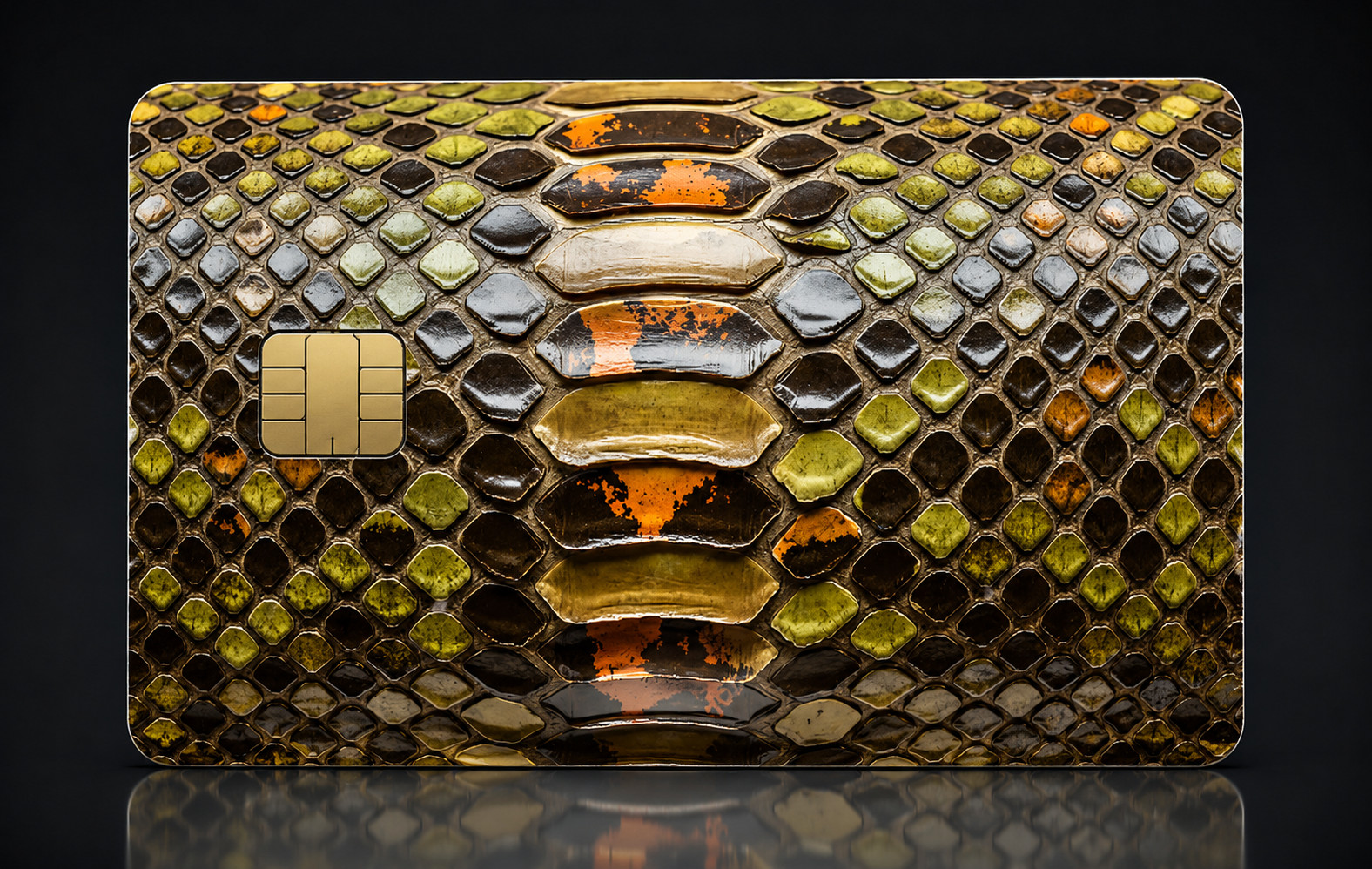 Green Orange Python Print Credit Card Skin Debit Card Vinyl Sticker Wrap 2D