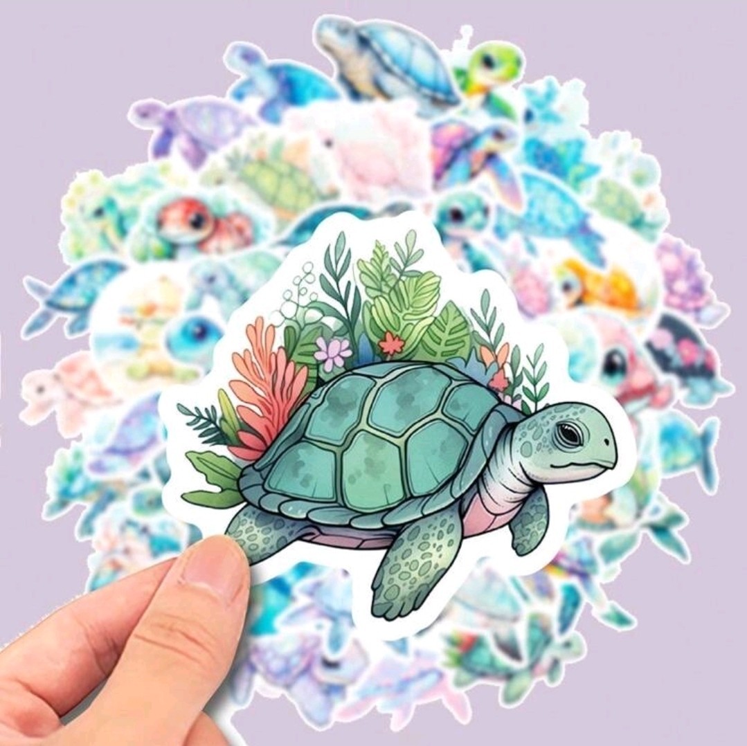15 Pcs Sea Turtle Vinyl Stickers Waterproof Laptop Bottle Scrapbooking
