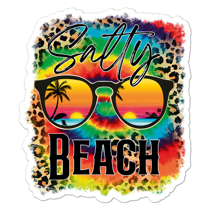 Salty Beach Sunset, Vinyl Decal Sticker, Indoor Outdoor, 3 Sizes, #8832