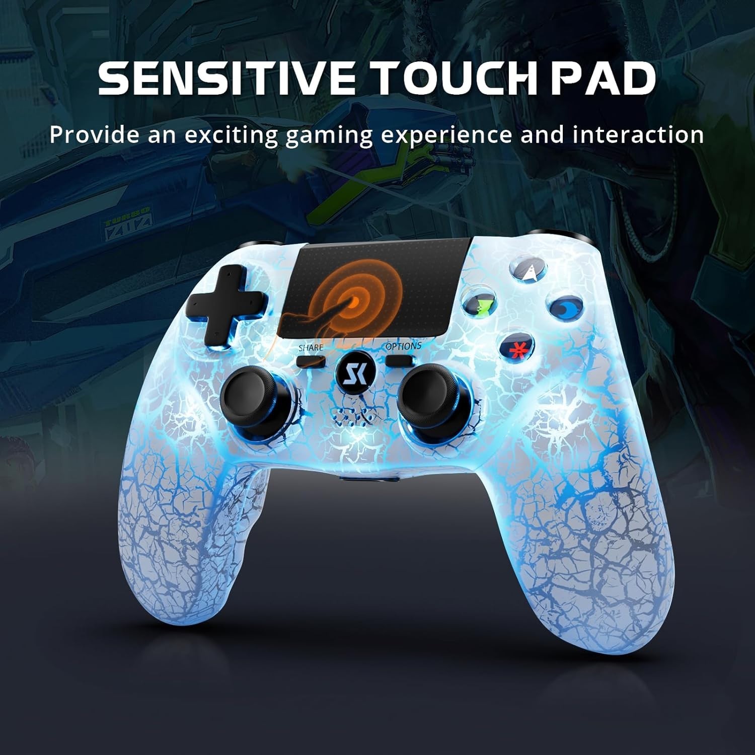 Adjustable RGB LED Wireless Game Controllers for PS4/Pro/Slim – 6-Axis Sensor
