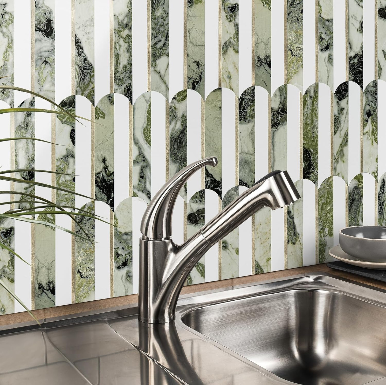 Peel and Stick Backsplash Tiles PVC Seamless Marble Borderless 10 Sheets for