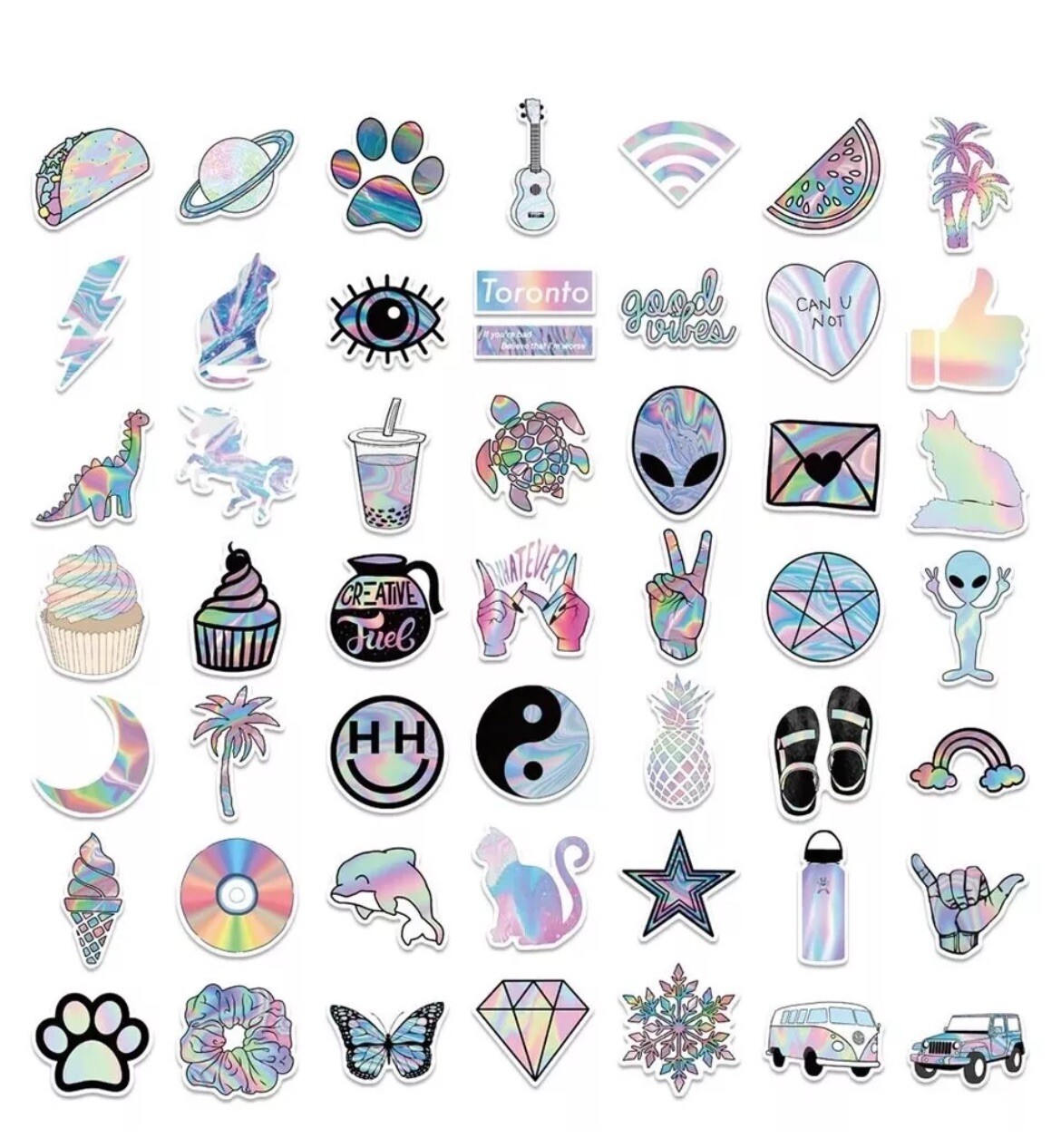 VSCO Pastel Style Stickers 50pk VSCO Cartoon Mixed Fun Random Graffiti Stickers