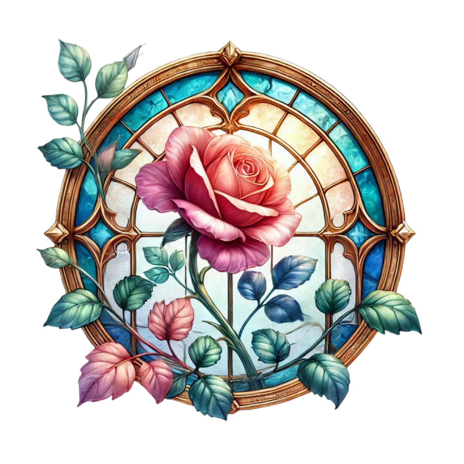 Wall Decal Sticker Roses Stained Glass Window Wall Sticker 18X18cm Large