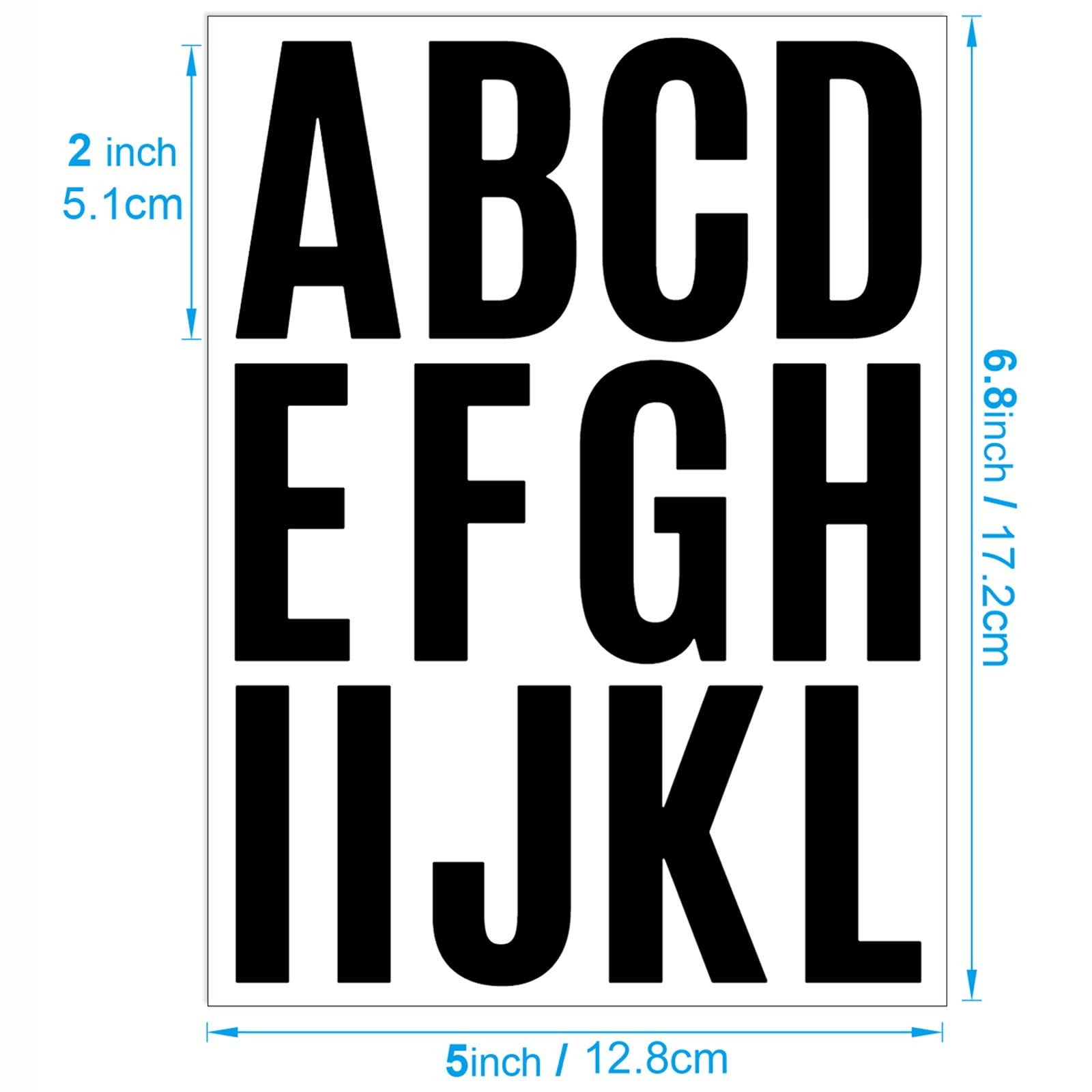 Waynoda 24 Sheets 2 Inch Self Adhesive Letters Stick on Vinyl 2 Inch, Black