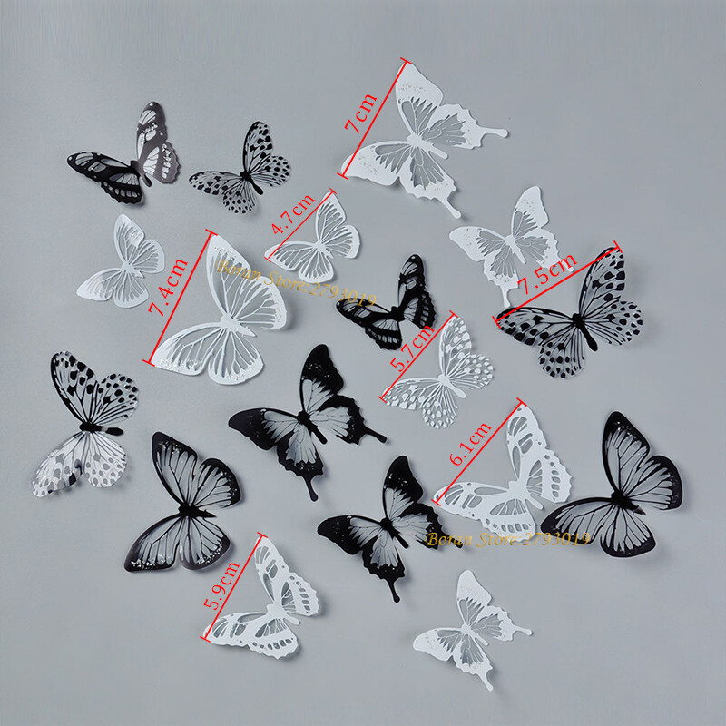 18pcs/lot 3d Effect Crystal Butterflies Wall Sticker Home Decoration On the Wall
