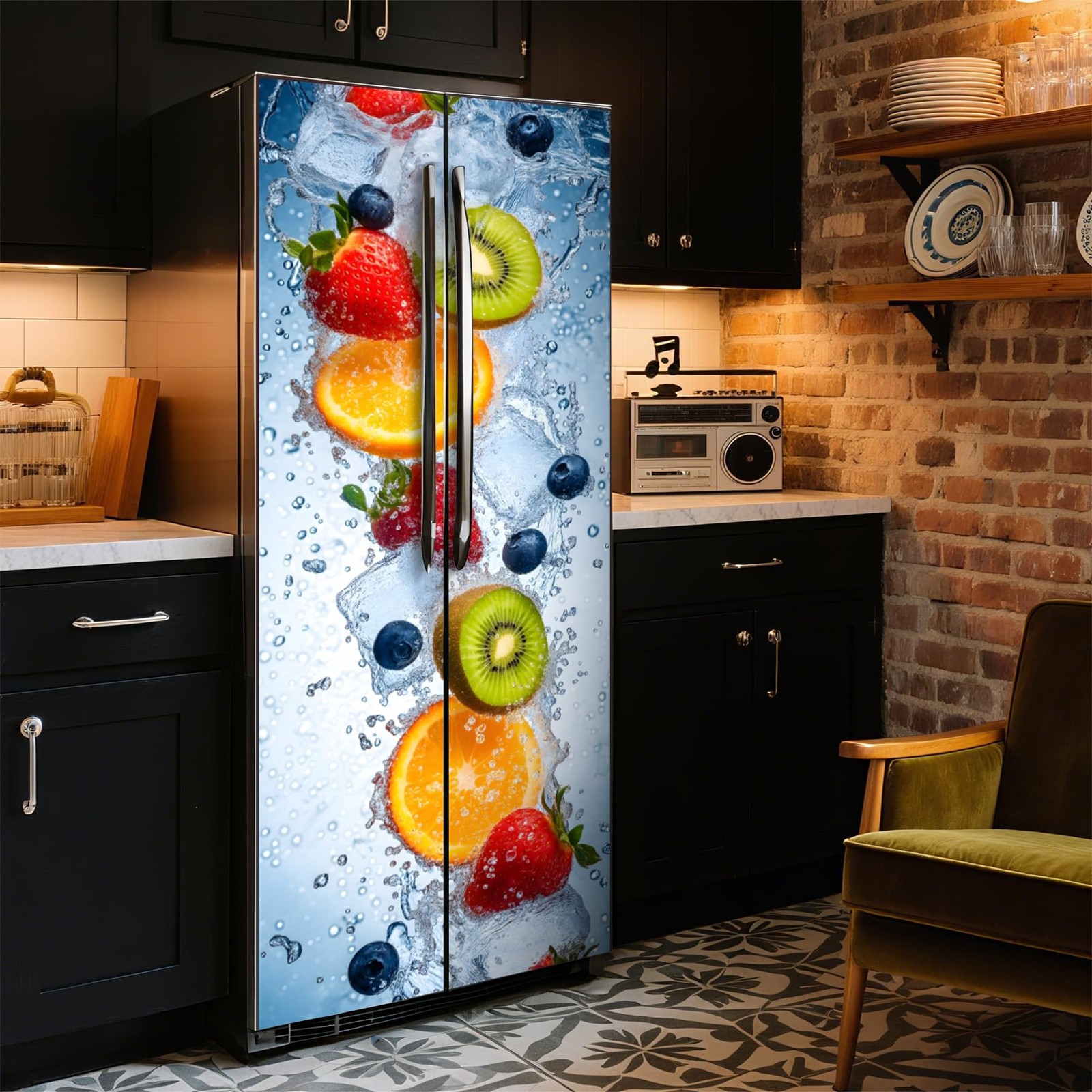 -Adhesive Vinyl Refrigerator Stickers Peel and Stick Removable Wallpaper for …