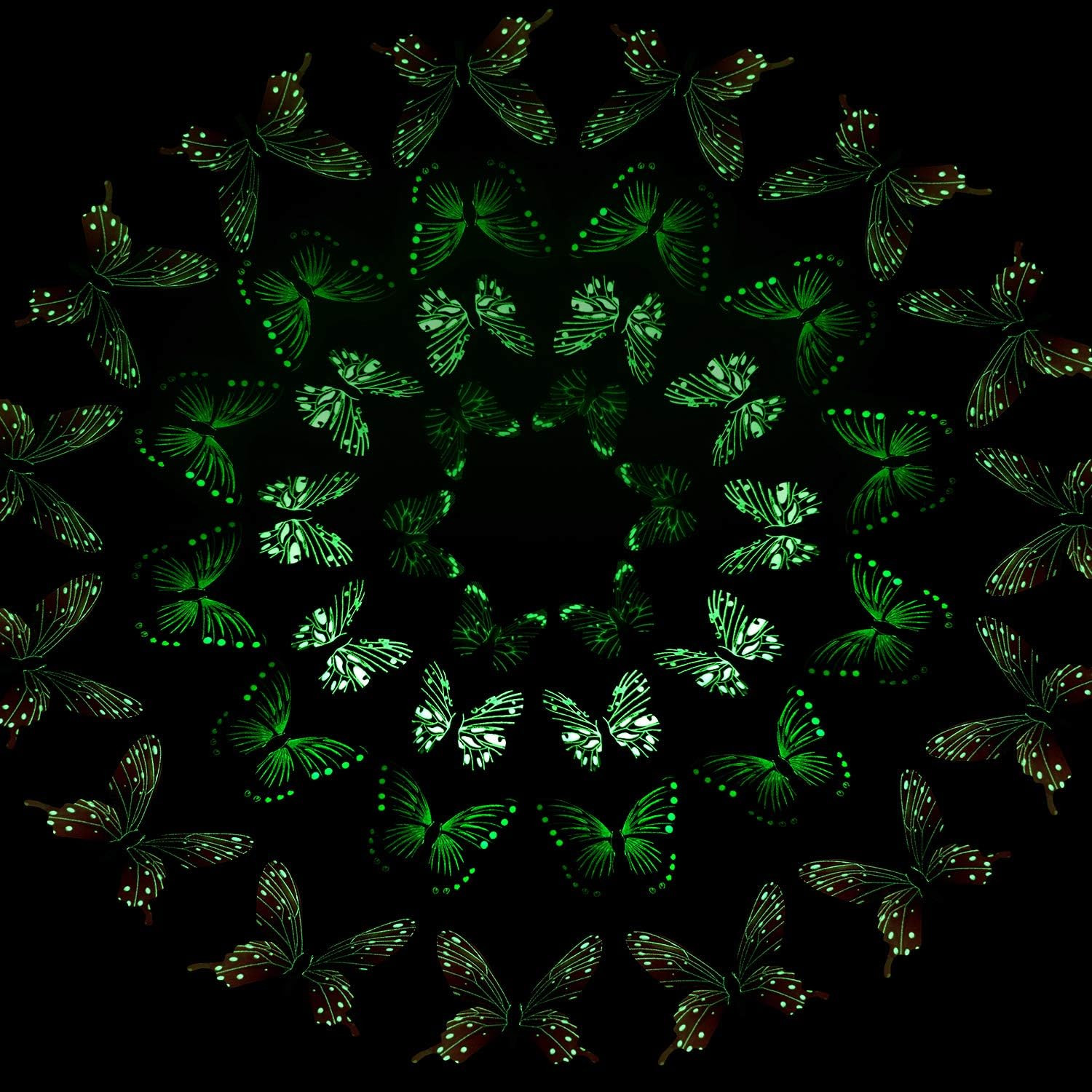 48 Pieces Luminous 3D Glow in the Dark Butterfly Wall Decors Decal Removable Cei