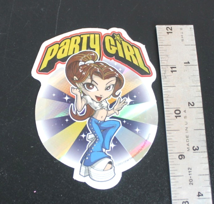Party Girl 2003 Y2K ODM Brand Imports Prism Holo Girl Power Vending Sticker