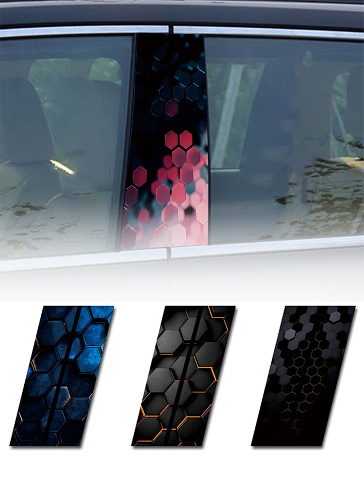 2pcs Car Stickers Sun Protection Scratch Cover for B-Pillar Door Pillar Stickers
