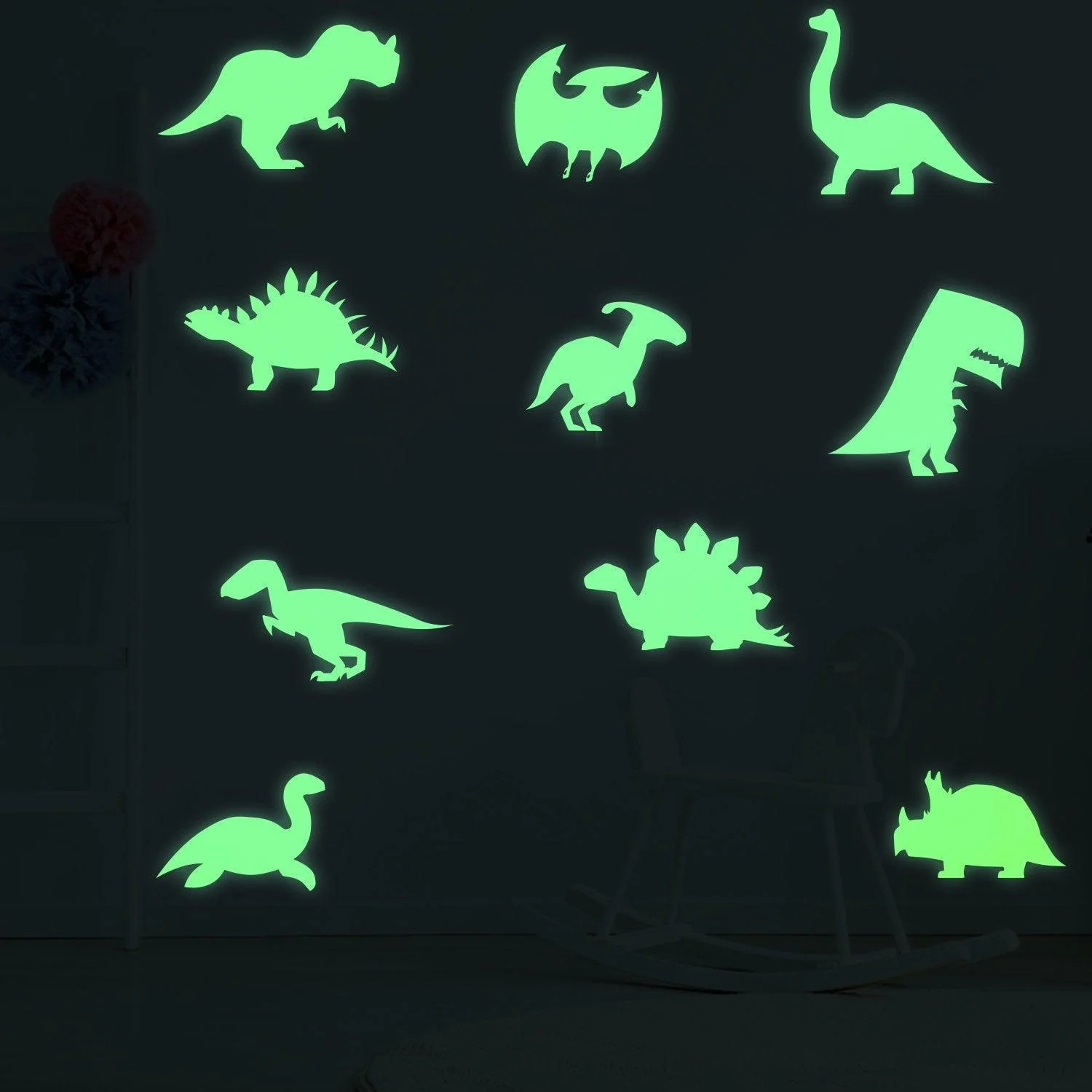 40x Glow In Dark Dinosaur Wall Room Decor Decal – Dinosaurs Art Boy Teen Kid