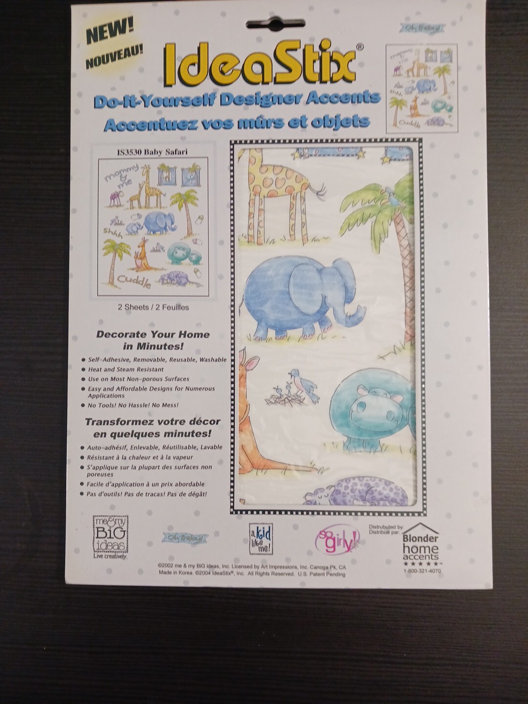 Ideastix Me & My Big Ideas Baby Safari Peel and Stick Décor IS3530 VTG 2002