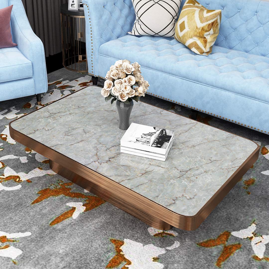 36 Inch Wide Marble Contact Paper for Countertops Waterproof Glossy Light Gre…