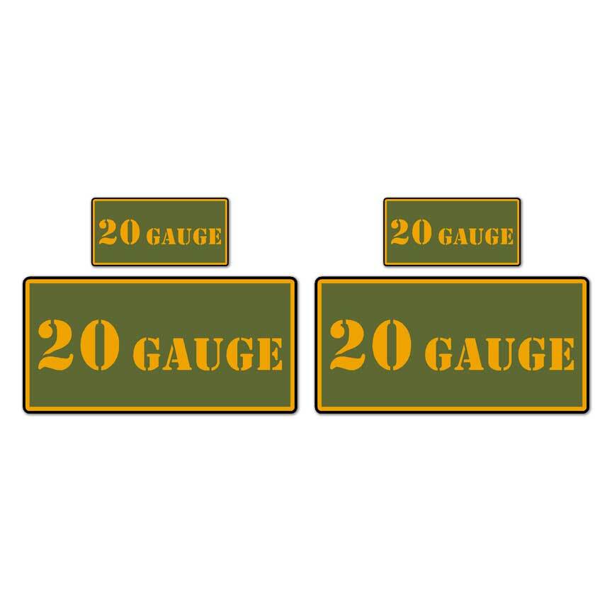 20 Gauge Olive Ammo Box Set, Vinyl Decal Sticker, 2@ 1"x2" & 2@ 2"x4", #8364