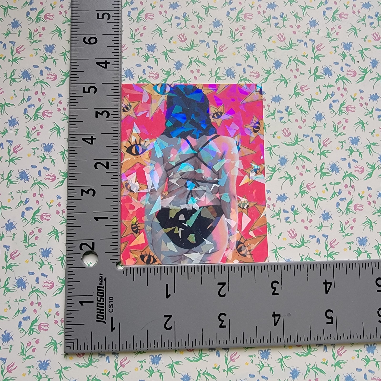 Curvy Woman Holographic Vinyl Sticker, Pink and Yellow Art Sticker