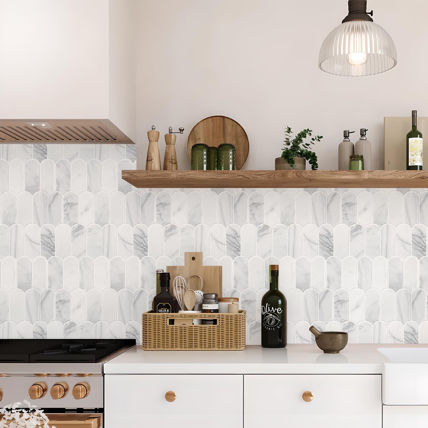 Upgraded Thicker Design Peel and Stick Backsplash Tile, 10-Sheet Statury Whit…