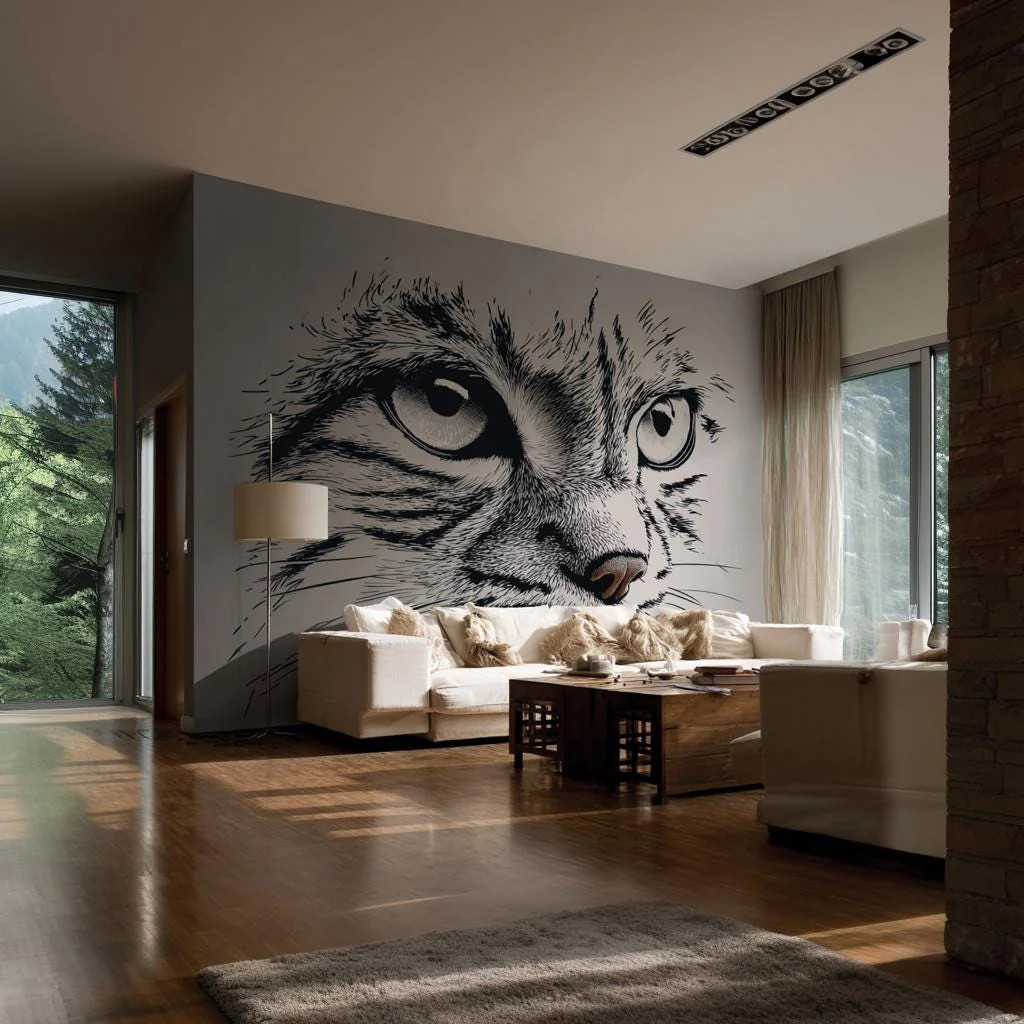 Cat Face Wall Decal | Large Cat Eyes Wall Sticker