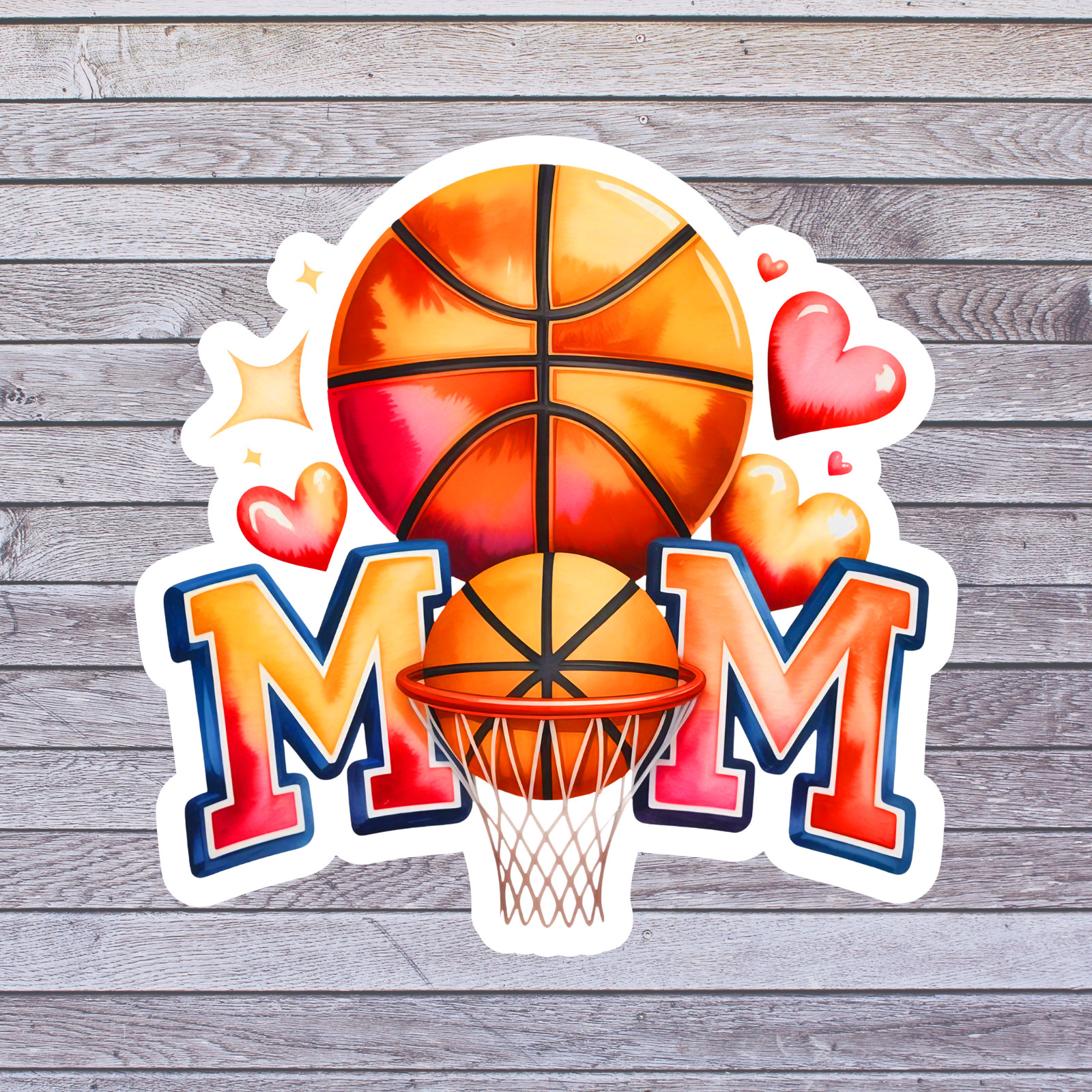 Basketball Mom Sticker Vinyl Decal Sports Heart Love Design