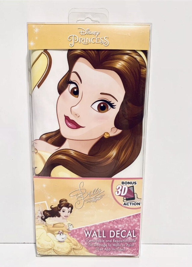 Disney Princess Belle Wall Decal With Bonus 3D Action 18in x 30in NEW