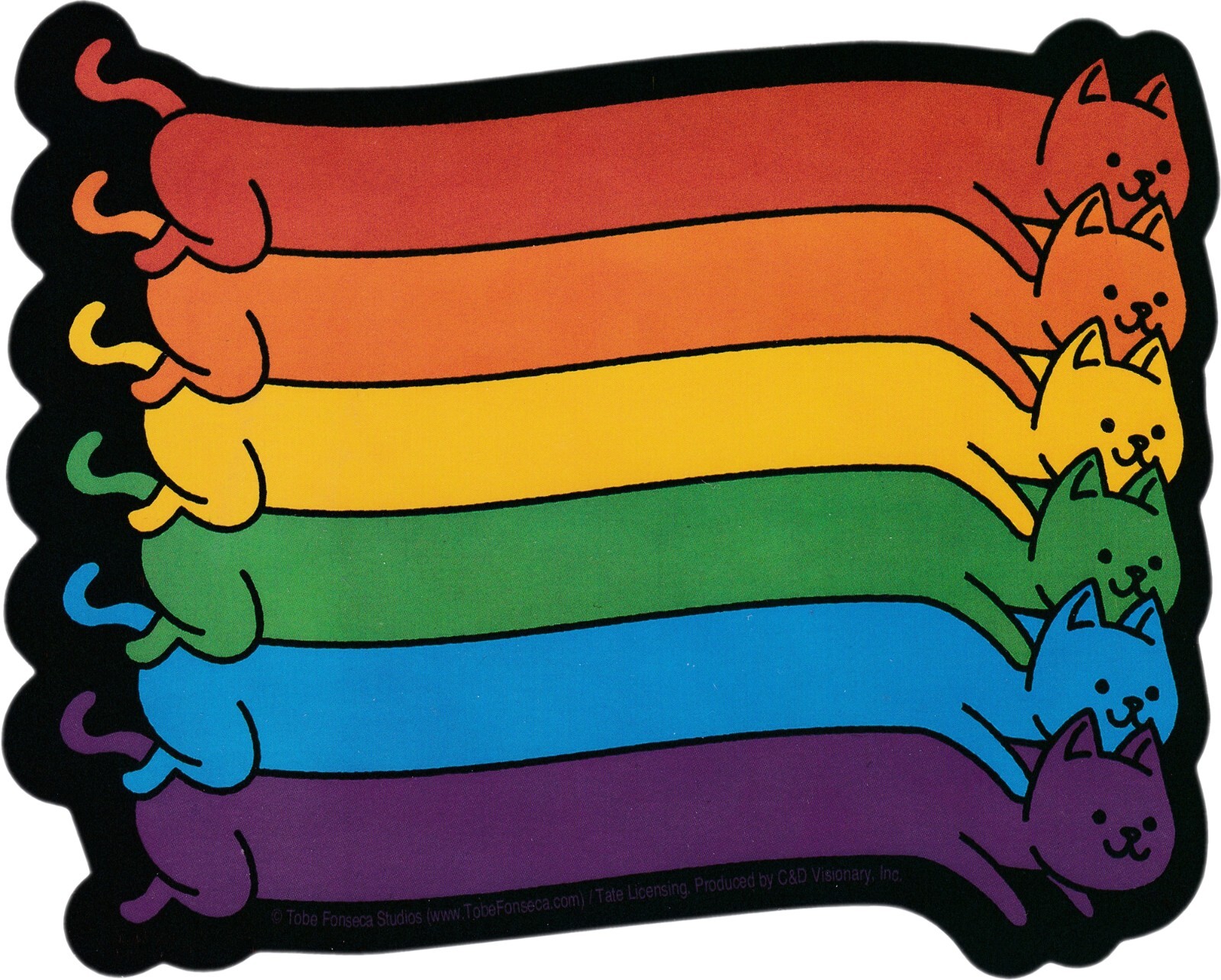 Sticker – Long Rainbow Cats LGBT Pride Kitten Friends 5" x 4" Die Cut #10326