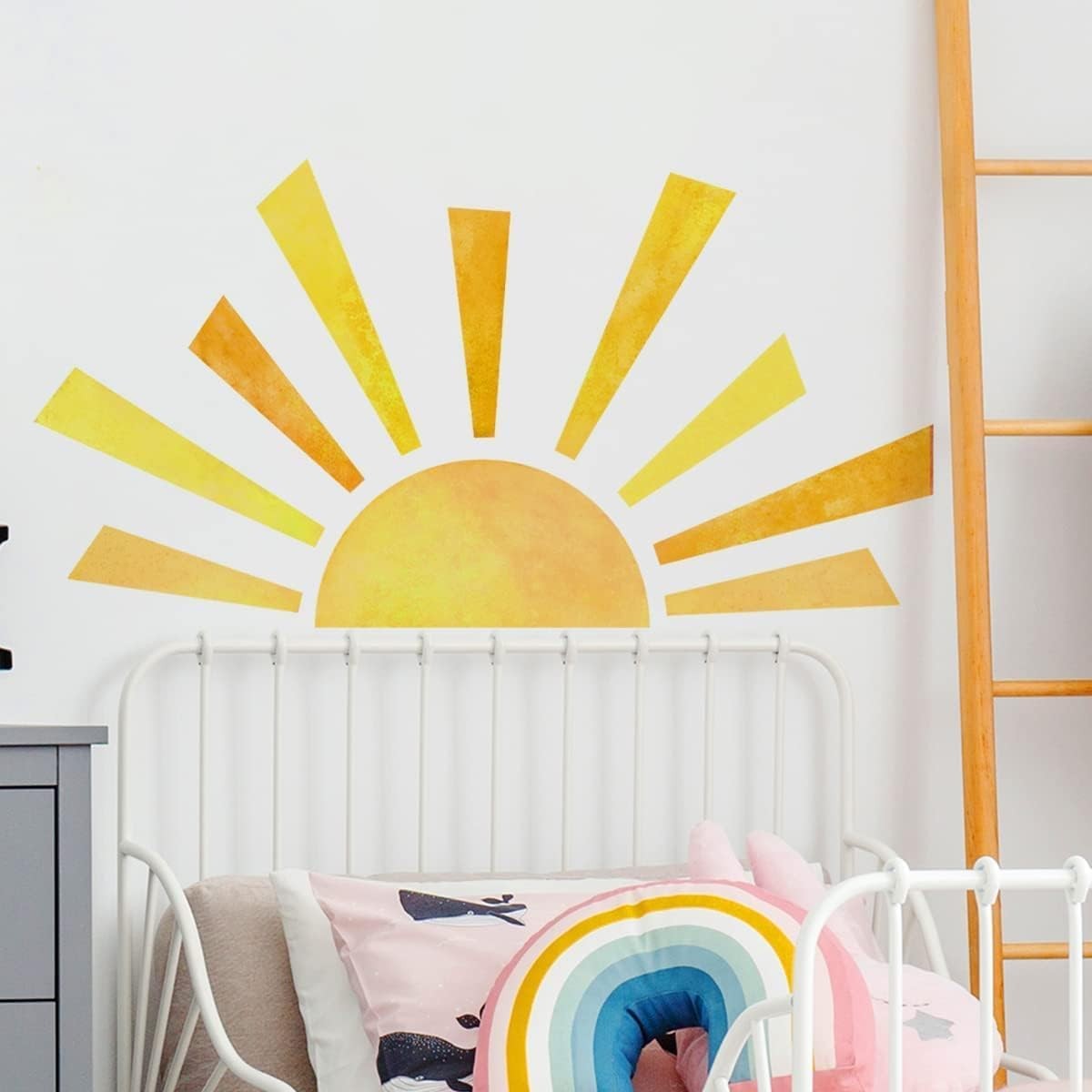 42 x 23.5 Inch Boho Half Sun Wall Decal – Mural, Modern Vinyl Peel and Stick …