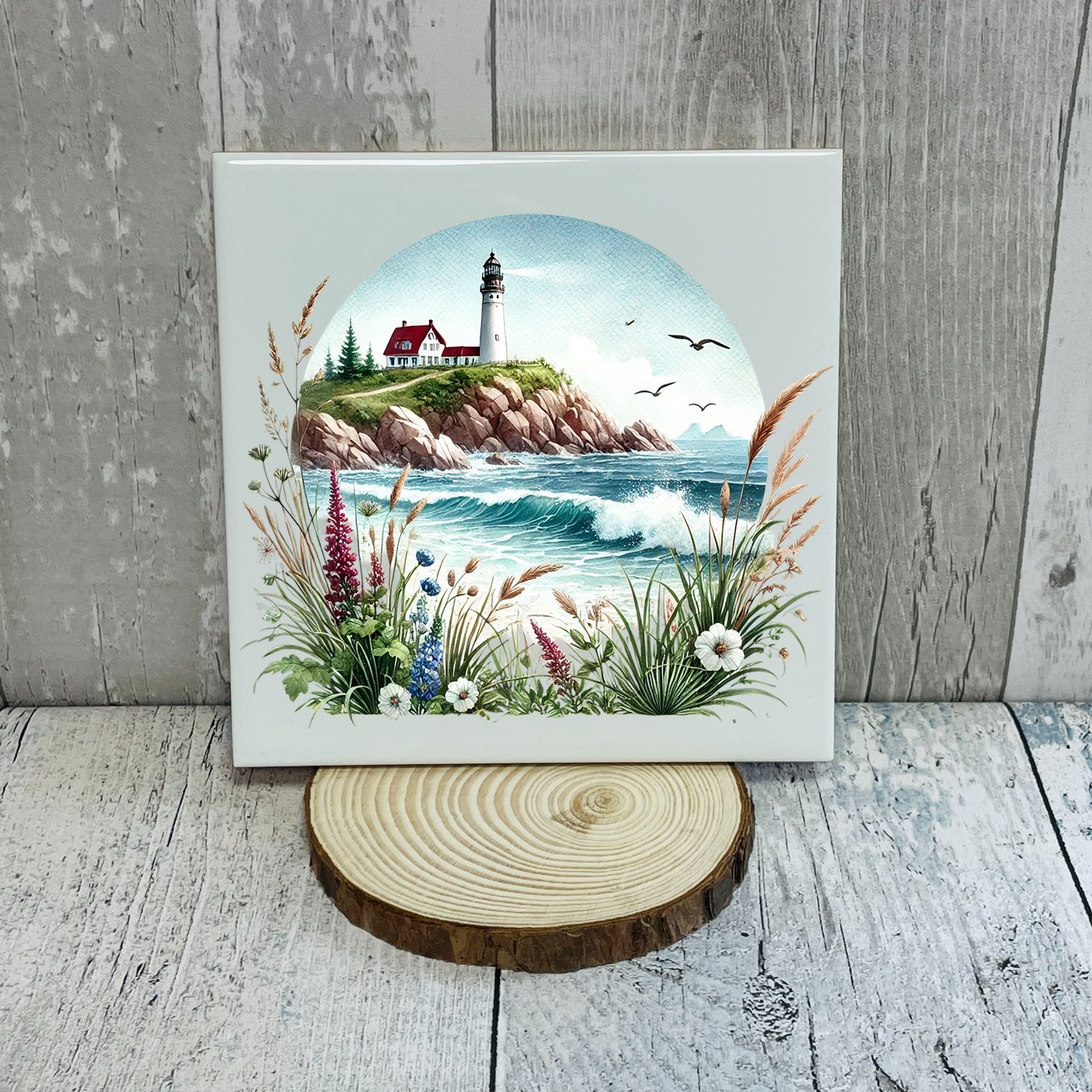 Lighthouse Beach Landscape UV DTF Transparent Sticker / Decal