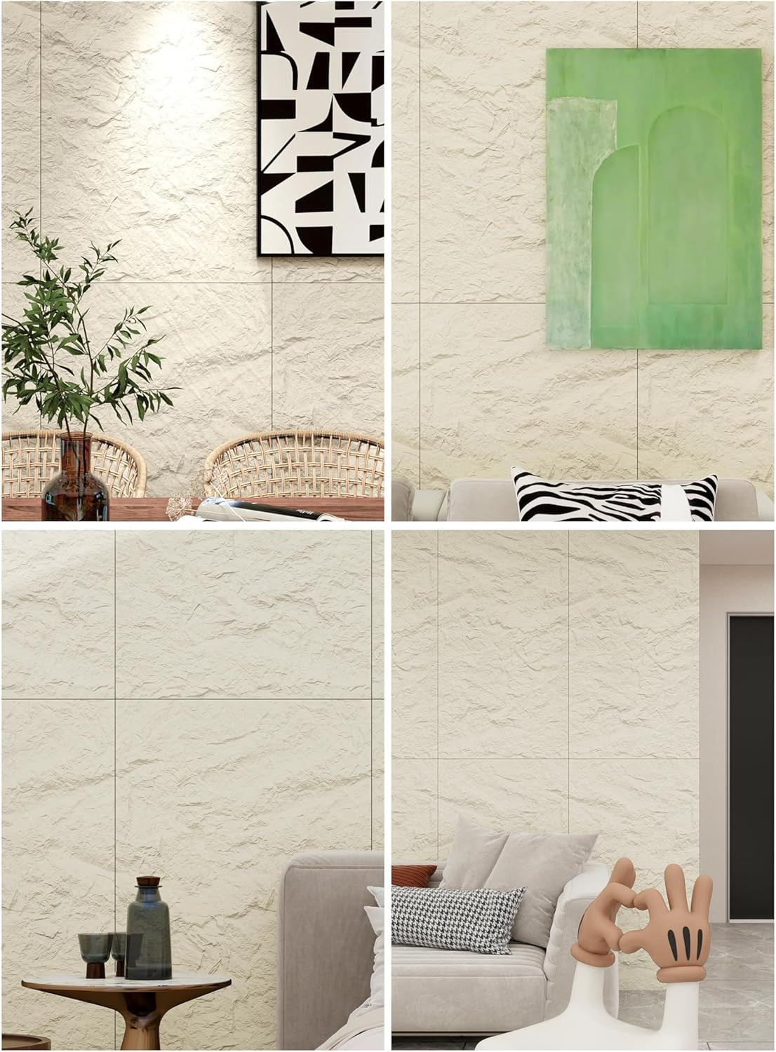 3D Faux Marble Wall Panels – 4-Pack Lightweight & Waterproof Decor