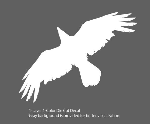 Wildlife – Birds – Soaring Raven/Crow/Corvid – 6Yrs Outdoor Vinyl DieCut Sticker