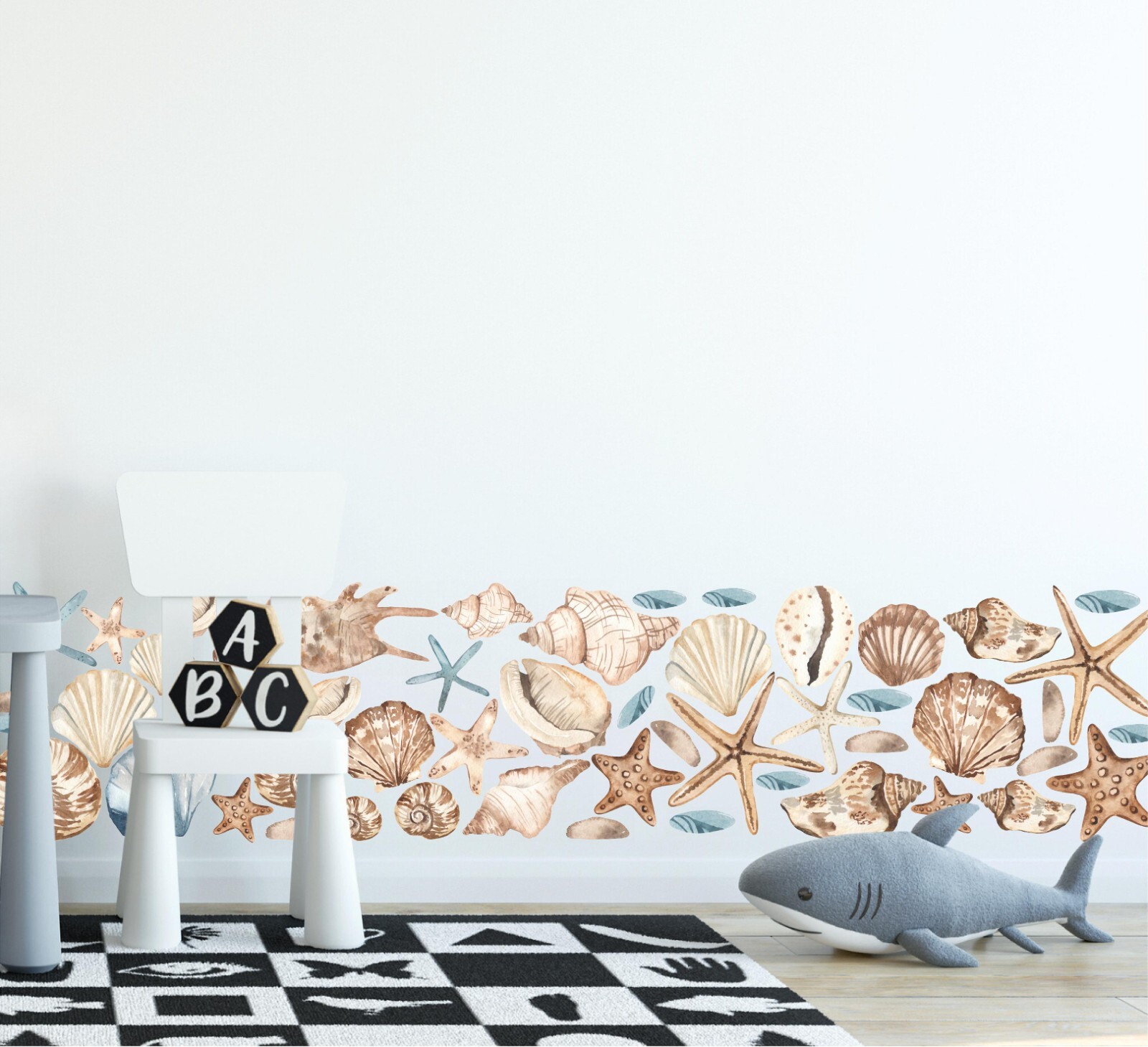 Starfish & Seashells Wall Decal Set Marine Nautical Coastal Wall Stickers Decor