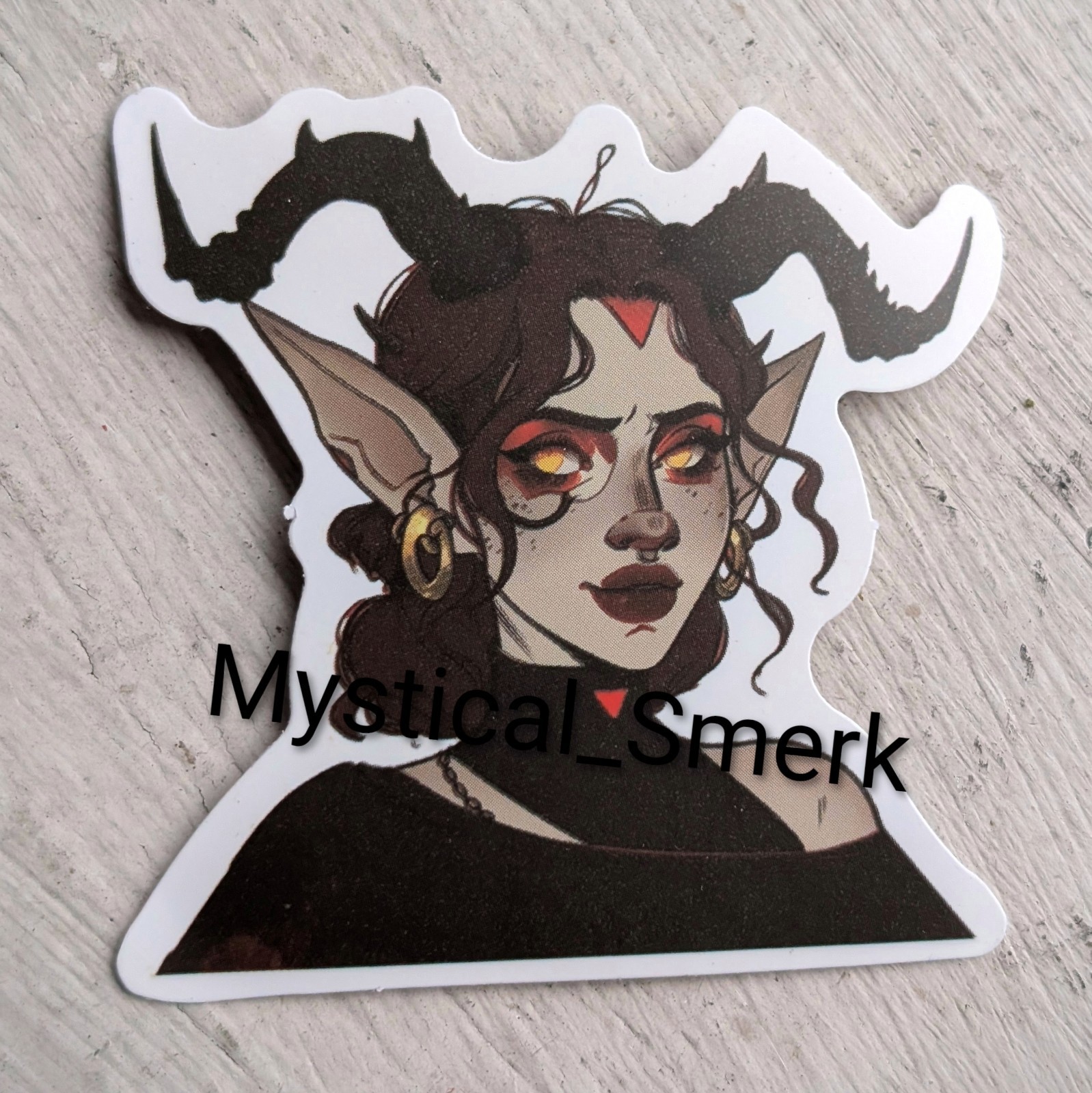 Haunted Doll Active Spirit Demon Girl With Horns Death Shy Dark Sticker 1Pc