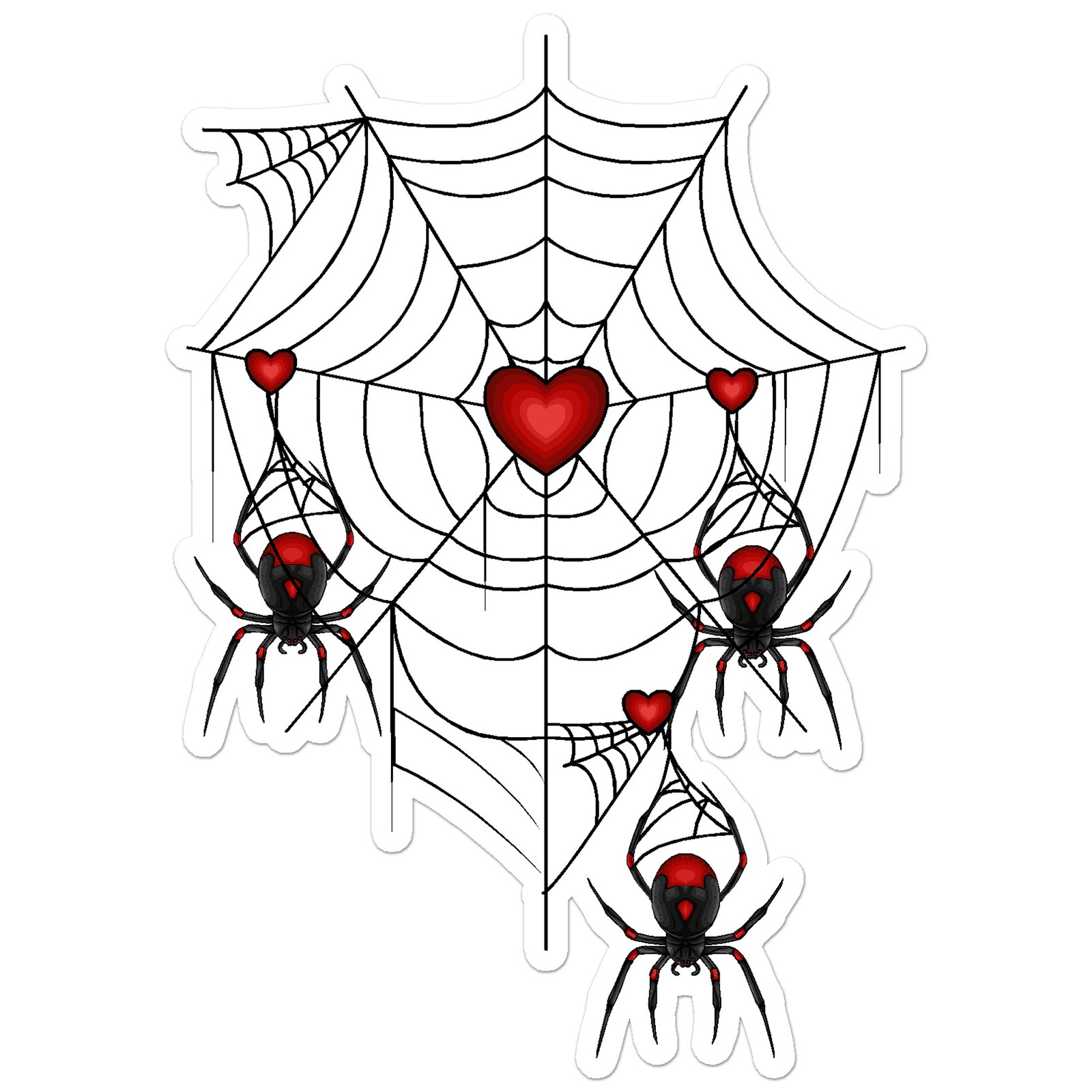 Spider Web Red Hearts – Vinyl Decal Sticker – Car Window Laptop – ebn12613