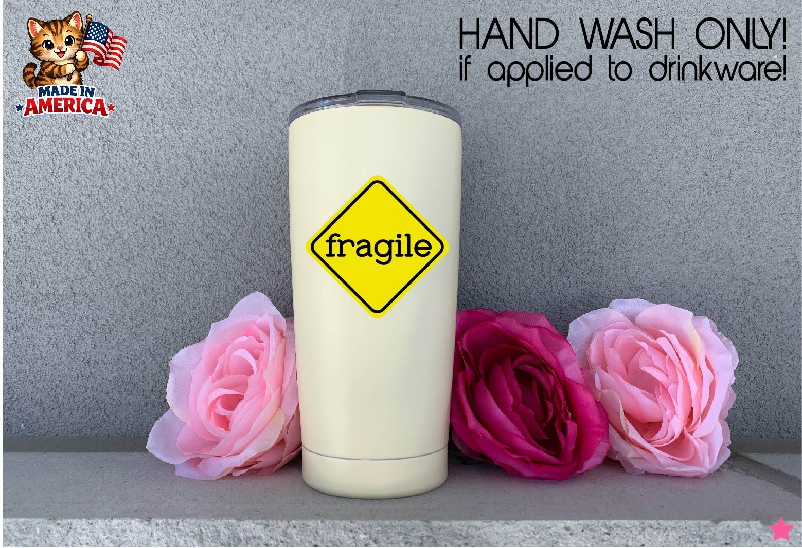 Fragile Decal Sticker Caution Yellow Careful Handle with Care Sensitive Person