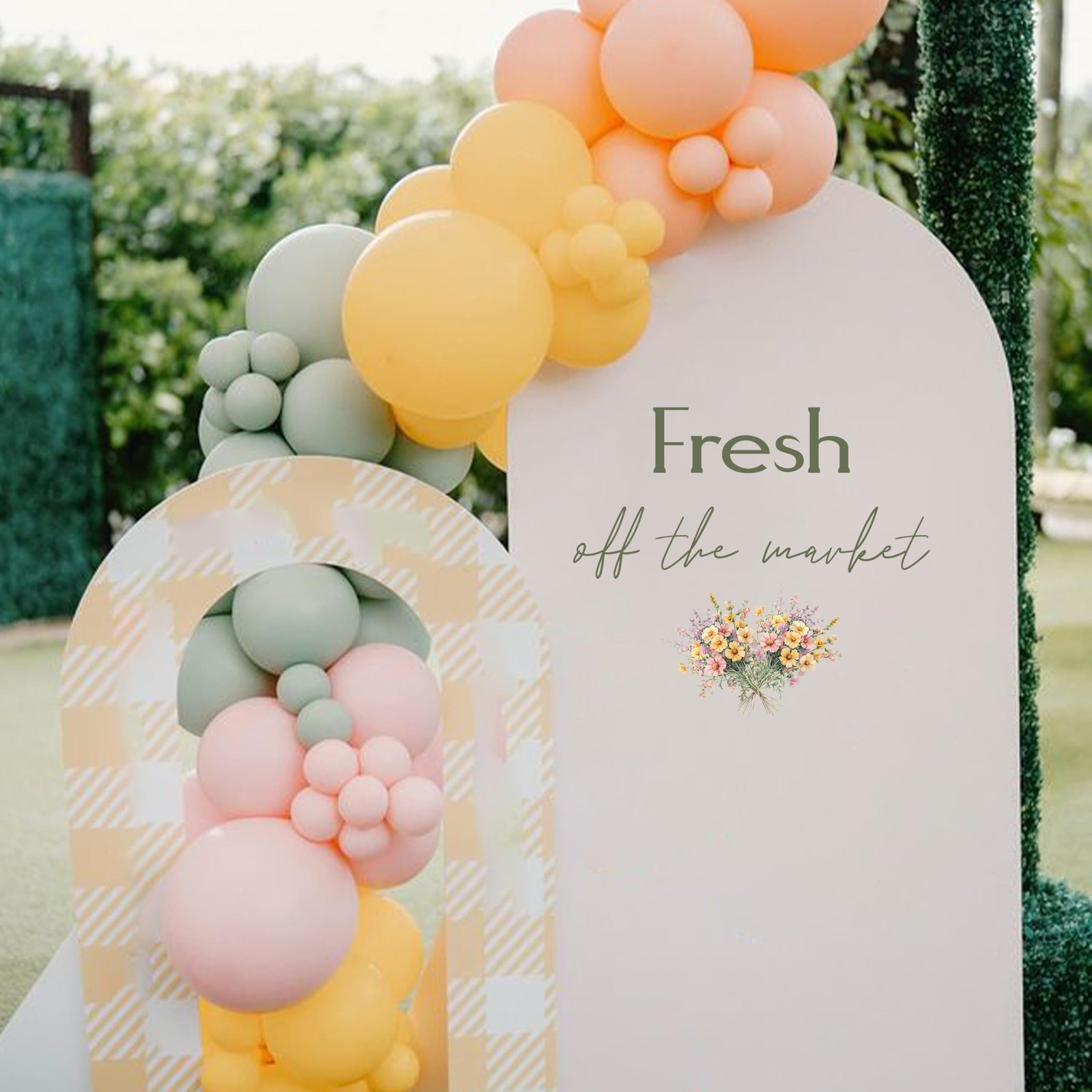 Fresh Off The Market Decal – Bridal Shower Backdrop Arch Decal Farmers Market…