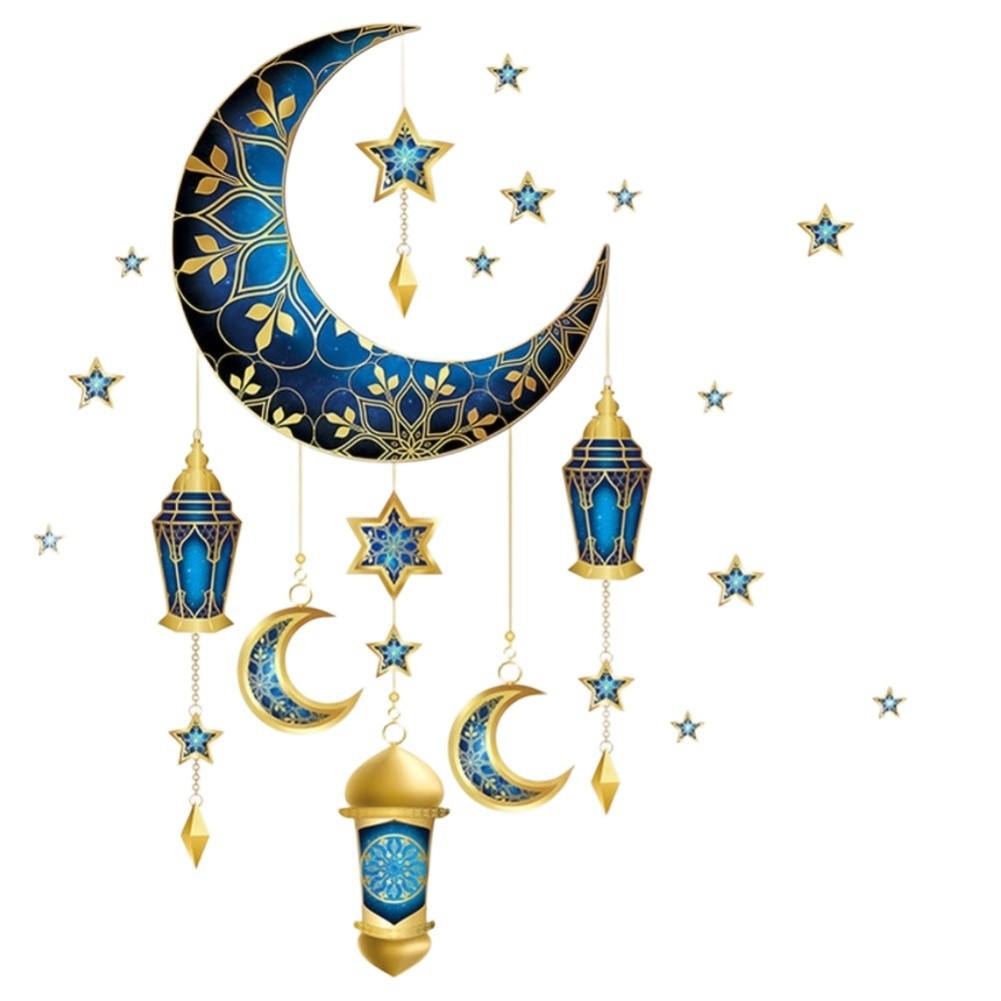 Wall Sticker Star Moon Design UV Printed PVC for Living Room Bedroom Decoration
