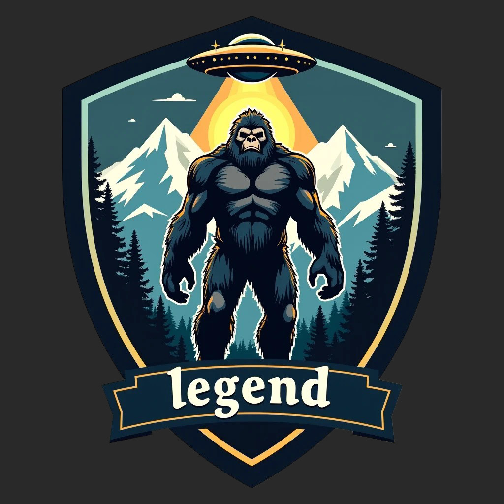 Bigfoot sticker vinyl decal legend alien UFO sci fi cryptid mountains art