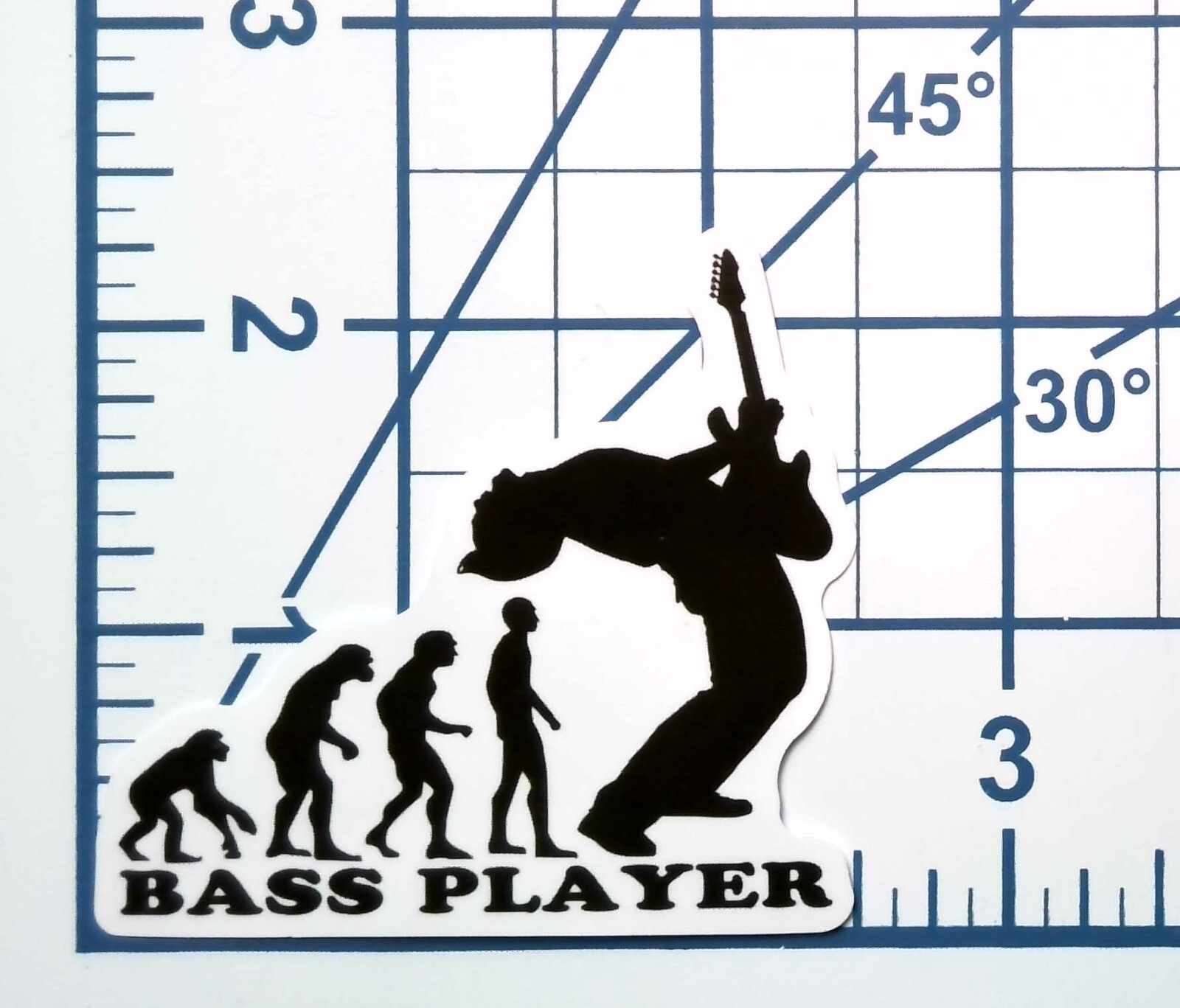 Bass Player Evolution Vinyl Sticker Die Cut Music Funny Band Gift Journal