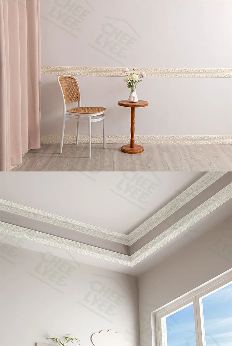 8mm Thickened Self-Adhesive Foam Corner Trim Ready Peel Stick Decal for Ceiling
