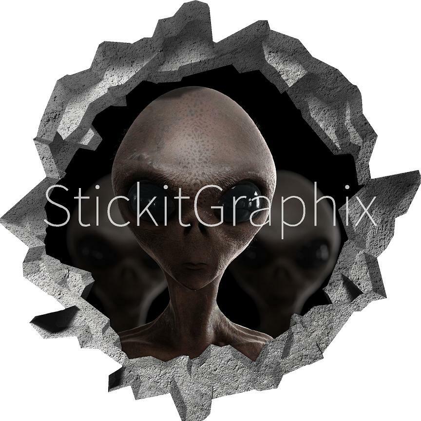 Hole in the Wall ALIEN ARRIVAL #2 3D Wall Decal Space Vinyl Wall Sticker Graphic