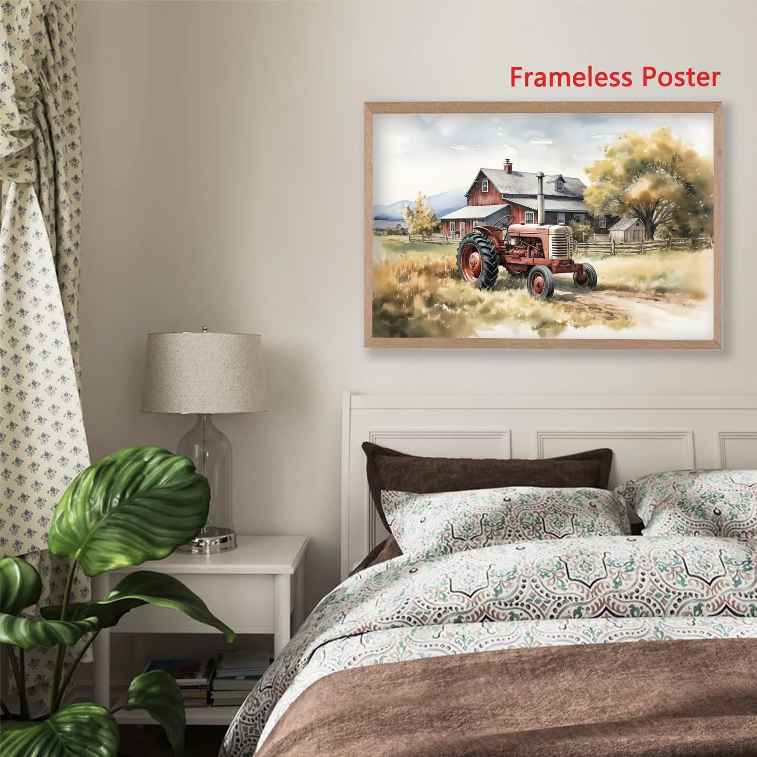 BACKYMRJCART Farm Tractor Canvas Wall Art Decor Farmhouse Rustic Pictures Old…