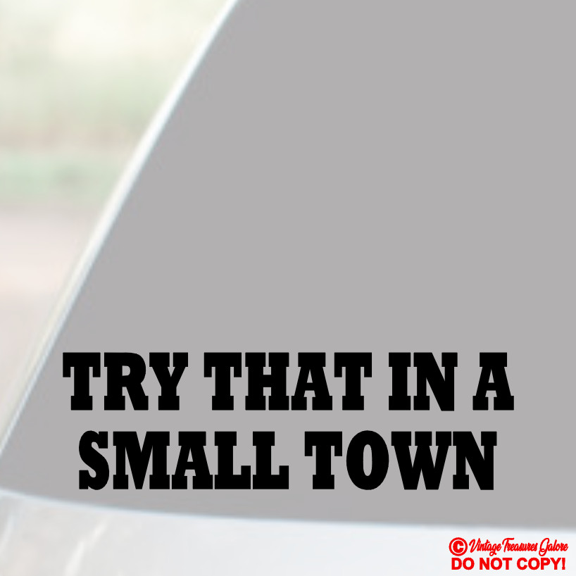 TRY THAT IN A SMALL TOWN – VINYL DECAL STICKER CAR WINDOW BUMPER AMERICAN PRIDE